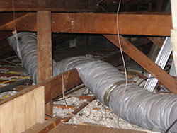 Old air ducting crushed. Heating and air conditioning ducts